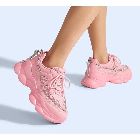 Women's 90s Chunky Sneakers Rope Platform Casual Thick Rave Walking Shoes Pink - Picture 8 of 9